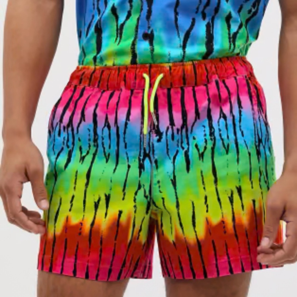 ASOS Tie Dye Colorful Shorts Sz 32 Festival Summer Hippie Bright Music